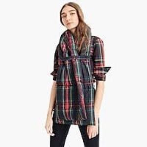 J Crew Tartan Red Black Plaid Puffer Scarf